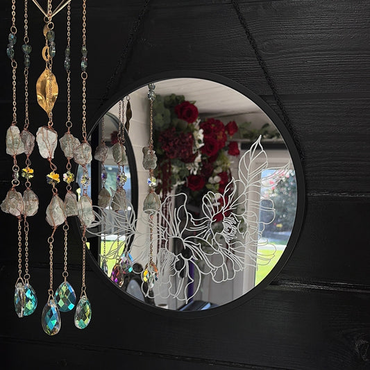 Hand Engraved 'peony' Mirror